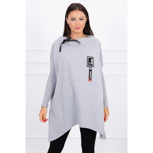 Oversize sweatshirt with asymmetrical sides gray