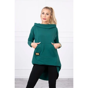 Sweatshirt with long back and hood green