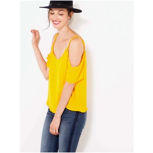 Yellow loose blouse with CAMAIEU cutouts - Women