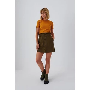 Trapezoidal skirt in imitation suede