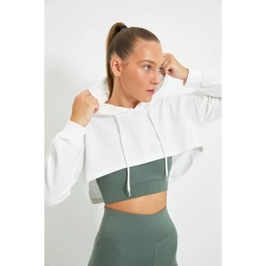 Trendyol Ecru Super Crop Hoodie Sports Sweatshirt