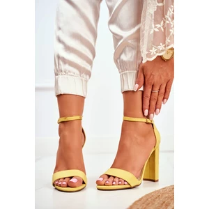 Women’s Sandals On High Heel Suede Yellow Anastasie