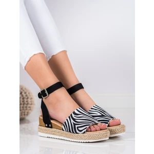 KYLIE ZEBRA PRINT WEDG SANDALS