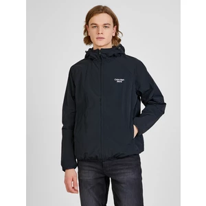 Černá pánská vzorovaná lehká bunda s kapucí Calvin Klein - Pánské