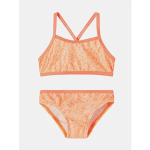 Oranžové holčičí vzorované dvoudílné plavky name it Felisia