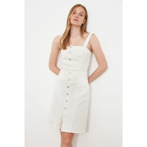 Trendyol biały pasek z przodu dżinsowa sukienka z guzikami