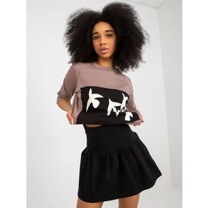 Women's tracksuit brown color with sweatshirt with print