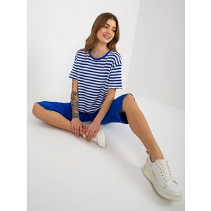 Dark blue and white summer basic set with mesh shorts