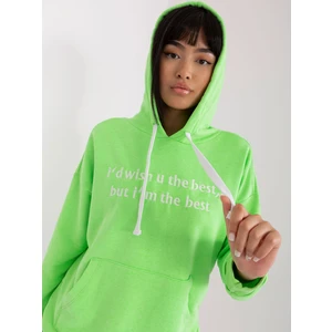Light green kangaroo sweatshirt with inscription