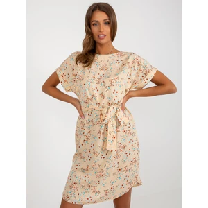Beige floral knee-length dress from RUE PARIS