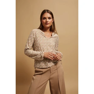 Patterned blouse with V-neck