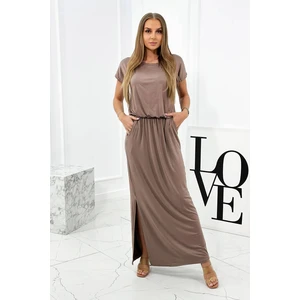 Viscose dress with cappuccino pockets