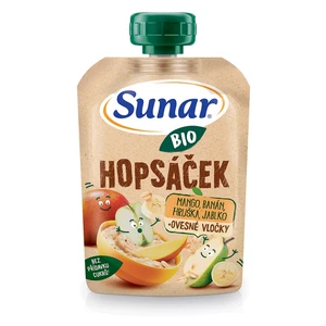 SUNAR BIO ovocná kapsička Hopsáček mango, banán, hruška a ovesné vločky 100 g