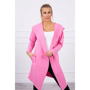 Long cardigan with hood light pink