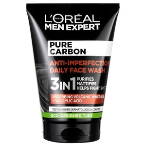 L´Oréal Paris Čistiaci gél proti nedokonalostiam pleti 3 v 1 Men Expert Pure Carbon (Anti-Imperfection Daily Face Wash) 100 ml