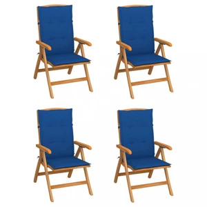 Zahradní židle 4 ks teak / látka Dekorhome Tmavě modrá,Zahradní židle 4 ks teak / látka Dekorhome Tmavě modrá