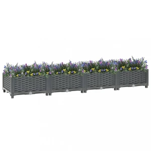 Vyvýšený záhon 160x40x23 cm PP Dekorhome Tmavosivá,Vyvýšený záhon 160x40x23 cm PP Dekorhome Tmavosivá