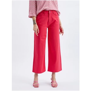 Orsay Tmavě růžové dámské zkrácené flared fit džíny - Dámské