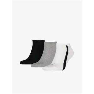 Set of three pairs of socks in black, white and light gray Puma Lifesty - Men