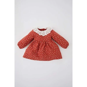 DEFACTO Regular Fit Polka Dot Long Sleeve Knitted Dress