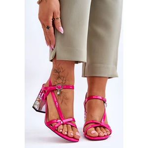 Lacquered heel sandals D&A CR-232 fuchsia