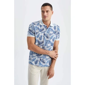 DEFACTO Regular Fit Polo Neck Patterned Short Sleeve T-Shirt