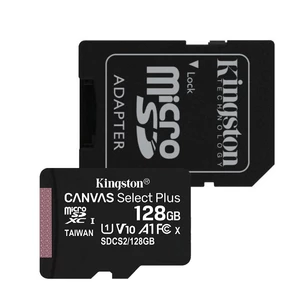Kingston Canvas SeIect Plus Micro SDXC 128GB + SD adaptér, UHS-I A1, Class 10 - rýchlosť 100 MB/s (SDCS2/128GB)