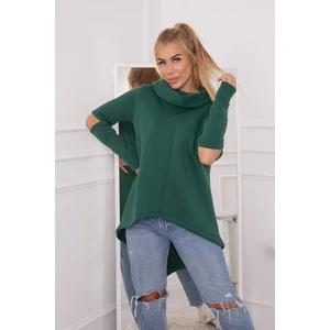 Insulated sweatshirt with longer back dark green