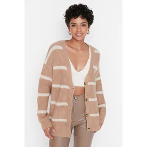 Trendyol Stone Striped Button Detailed Knitwear Cardigan