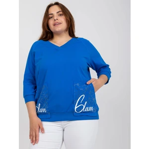 Dark blue blouse plus size V with neckline