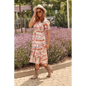 Multicolored floral dress with frill