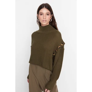 Trendyol Khaki Button Detailed Knitwear Sweater