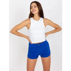 Basic white ribbed top with round neckline