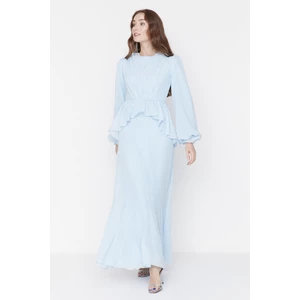 Trendyol Light Blue Waist Detailed Islamic Clothing Evening Dress