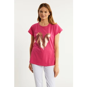 MONNARI Woman's T-Shirts Women's Cotton T-Shirt With An Interesting Pattern