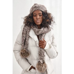Winter set - dark brown cap with scarf