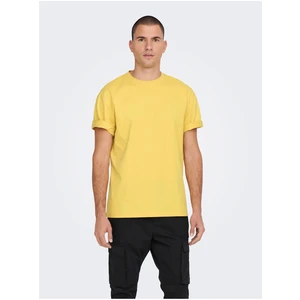 Yellow mens basic T-shirt ONLY & SONS Fred - Men