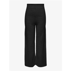 Černé dámské žebrované široké kalhoty ONLY Cata - Dámské