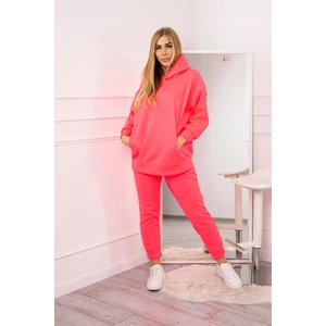 Insulated set with sweatshirt in pink neon color