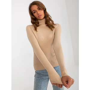 Lady's camel sweater with turtleneck