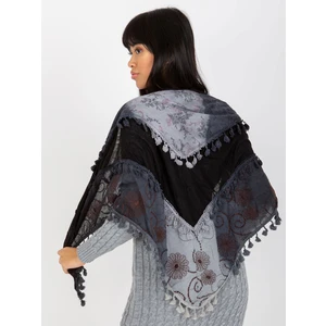 Black and dark blue scarf with fringe