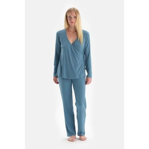 Dagi Pajama Set - Blue - Plain