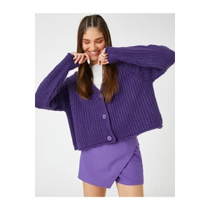 Koton Crop Cardigan V-Neck Buttoned