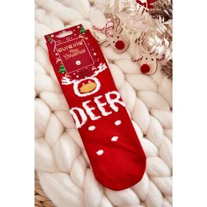 Dámské Ponožky S Vánočním Vzorem v Sob Červene