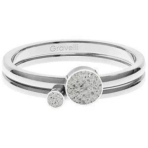 Gravelli Sada ocelových prstenů s betonem Double Dot ocelová/šedá GJRWSSG108 56 mm