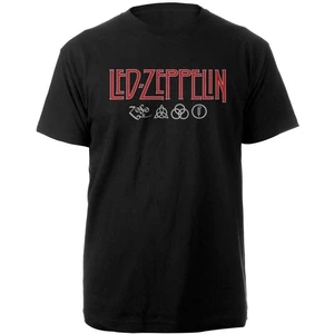 Led Zeppelin Tricou Logo & Symbols Negru XL