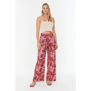 Růžové široké vzorované kalhoty Trendyol - Dámské