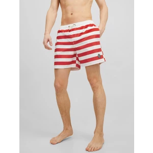 White-Red Striped Swimwear Jack & Jones Milos - Men