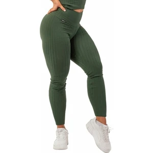 Nebbia Organic Cotton Ribbed High-Waist Leggings Dark Green S