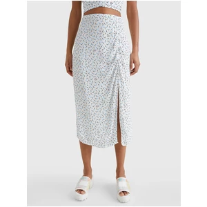 Bílá dámská vzorovaná midi sukně s rozparkem Tommy Jeans - Dámské